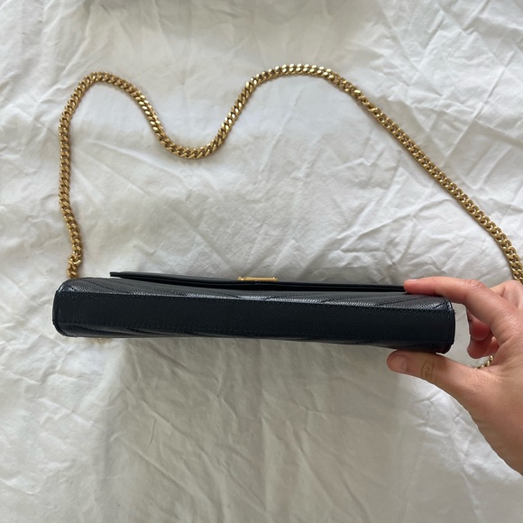 YSL Monogram Large Wallet on Chain in Grained Leather - Picture 2 of 7